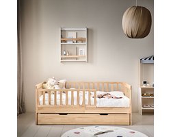 Petite Amélie Peuterbed 140x70 cm - Naturel - Creëer een Veilige & Stijlvolle Slaapomgeving - Voor Kleintjes die Hun Ledikant Ontgroeid Zijn