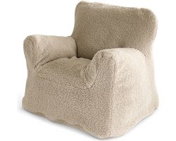 Petite Amélie Peuterstoel Beige Zand - Teddy Zitzak Kind XL - Met Wasbare Hoes - Kinderzetel (1-8 jaar) - Zachte Kindersofa met Visco vulling