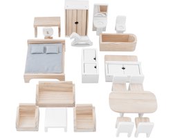 Petite Amélie Poppenhuis meubels - Handgemaakt - Vanaf 3 jaar - Set van 19 - Hout