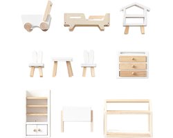 Petite Amélie Poppenhuis meubels - Vanaf 3 jaar - Set van 10 - Hout