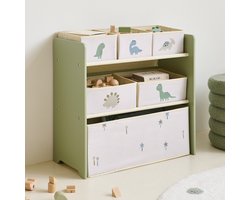 Petite Amélie Speelgoedkast met opbergbakken Dino - Met zes opbergbakken - Toegankelijke hoogte