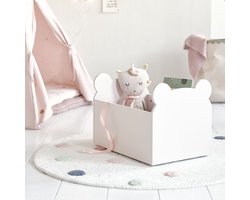 Petite Amélie ® Speelgoedkist Berenoortjes Hout - Roze - Opbergkist met wieltjes - Gemakkelijk te verplaatsen - Veel opbergruimte & Speelgoed snel bij de hand - H.37,5x B.35 x L.50 cm