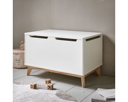 Petite Amélie ® Speelgoedkist Kinderen - Wit en Naturel- Opbergkist - Genoeg Ruimte voor alle favoriete Boeken, Speelgoed of Knuffels- H.40x L.60 x B.39 cm