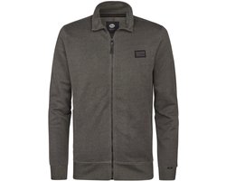 Petrol Industries - Heren Cardigan - Kraagrits - 70% biologisch katoen / 30% polyester - Regular fit - Grijs - Maat L