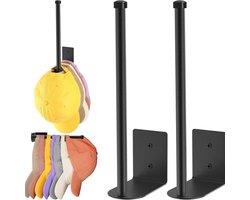 Petten Rek voor Baseball Caps [2 Pak] - Roestvrijstaal Muur Gemonteerde Pettenhanger - Cap Organizer & Opslag voor Slaapkamer, Walk-in Kast of Kamer - Mat Zwarte Afwerking