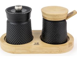 Peugeot Bali Fonte Peper- En Zoutstel 8 cm - Zwart/hout - Gietijzer