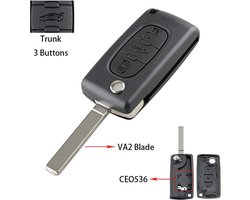 Peugeot Sleutel 3 Knop autosleutel behuizingen Peugeot 107 207 307 307S 308 407 607, Citroen C2 C3 C4 C5 C6 C8 Xsara :Koffer CE0536-VA2
