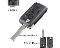 Peugeot Sleutel 3 Knop autosleutel behuizingen Peugeot 107 207 307 307S 308 407 607, Citroen C2 C3 C4 C5 C6 C8 Xsara :LICHT CE0536-HU83