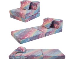 Peuter Slaapbank en Vloermatras - Glow in The Dark, Opvouwbaar en Modulaire Kinderbank voor Speelkamer