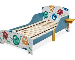 peuterbed - 140x70 cm - met tafeltje - tot 50 kg - uitvalbeveiliging - monsters