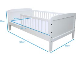 Peuterbed - wit - 160x80cm - inclusief lattenbodem