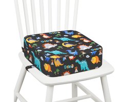 Peuterstoelverhoger voor Eettafel - 10 cm Dik - Antislip Bodem - 2 Verstelbare Riemen - Afneembaar Wasbaar - Dinosaurus Motief