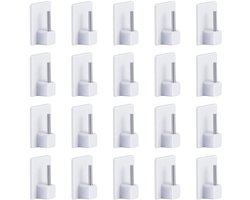 Peysaitr – 20 stuks - Zelfklevende Gordijnhaken –Plakhaken - Kunststof - voor Gordijnroedes, Vitragerails en Gordijnhouders - Wit