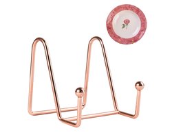 Peysaitr - Metalen displaystandaard - bordenrek - Decoratie standaard voor borden, foto’s en boeken - desktop kunst - Roze goud - 8x8cm - 4 stuks