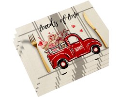 Peysaitr - Valentijnsdag placemats 12x18 inch Goods of Love placemat hittebestendige wasbare stoffen eettafelmat voor daten decoratie cadeau 4