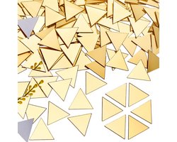 PH PandHall 200 Stuks Driehoekige Spiegel - Zelfklevende Acryl Gouden Spiegeltegels 2,5 cm voor DIY Decoratie