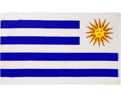 PHENO FLAGS Uruguay vlag - Uruguayvlag 90x150 cm met messing oogjes - weerbestendige nationale vlag voor vlaggenmast - 100% polyester