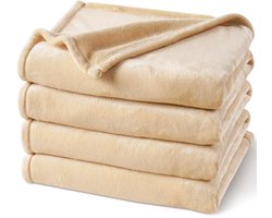 PHF Knuffeldeken Fluffy Fleece Deken 220x240cm - Oeko-Tex Zachte Warme Deken, Deken voor Bank Slaapbank, Bedspreien & Knuffeldekens, Bank Deken, Beige