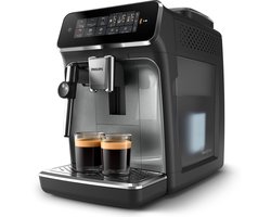 Philips 3300 Series - Espressomachine - 4 Warme & Koude Dranken - Melkopschuimer voor Cappuccino - 40% Stiller - AquaClean Filter - Volautomatisch - Zwart & Zilver - EP3329/70