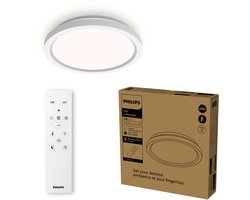 Philips All-In-One Plafondlamp - Met Afstandsbediening - 24W - LED-verlichting - Warm- tot Koelwit licht; 2700K tot 6500K - 30 cm - Wit - Rond