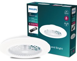 Philips Amigo Ventilator - Energiezuinige LED verlichting - Plafondlamp - Instelbare kleurtemperatuur - 48,5 cm diameter -Afstandsbediening - Wit