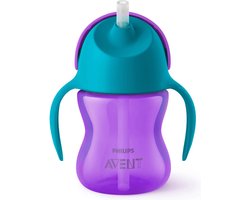 Philips Avent Drinkbeker met rietje - Rietjesbeker 9m+ - 1 stuk - Paars/Blauw - SCF796/02