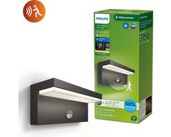 Philips Bustan wandlamp - Ultra Efficient - antraciet - met sensor - 3,8W