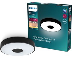 Philips Coiner plafondlamp - SceneSwitch lichttechnologie - 24W - Warmwit licht - Zwart design