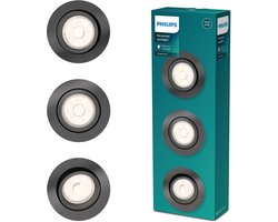 Philips Donegal inbouwspot - 3-lichts - grijs - rond