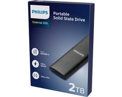 Philips Draagbare externe SSD — 2TB — Ultra Slim SATA Ultra Speed — USB-C – USB — leessnelheid tot 550 MB/s — schrijfsnelheid tot 550 MB/s — Aluminium