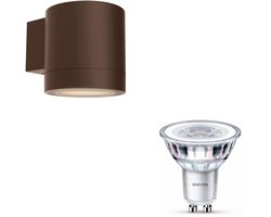 Philips Fylx Wandlamp voor Buiten Down (Bruin) - Buitenlamp - GU10 - Warmwit Licht - SceneSwitch - Eenvoudig Dimbaar met Je Klassieke Schakelaar