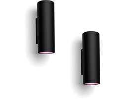 Philips Hue Appear Wandlamp voor Buiten Up & Down (Zwart) - 2 stuks - Wit en Gekleurd Licht - Hue White and Color Ambiance