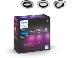 Philips Hue Centura inbouwspot - wit en gekleurd licht- 3-pack - aluminium - rond - GU10