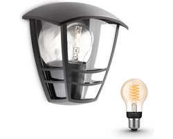Philips Hue Creek Wandlamp voor Buiten (Zwart) - Buitenlamp - E27 - Warmwit Licht - Hue White Filament
