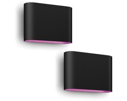 Philips Hue Dymera Wandlamp voor Buiten Up & Down (Zwart) - 2 stuks - Wit en Gekleurd Licht - Hue White and Color Ambiance