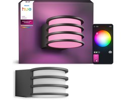 Philips Hue Lucca wandlamp - Tuinverlichting - Antraciet grijs - IP44 Weer- en Windbestendig - Wit en gekleurd licht -Slimme verlichting - 1100 lumen - Compatibel met Matter