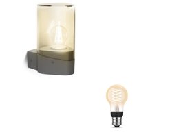 Philips Hue Nayl Wandlamp voor Buiten Up (Antraciet) - Buitenlamp - E27 - Warmwit Licht - Hue White Filament