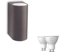 Philips Hue Nightingale Wandlamp voor Buiten Up & Down (Roestbruin) - Buitenlamp - GU10 - Warmwit Licht - Hue White