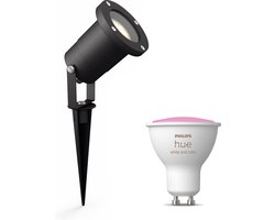 Philips Hue Puled Tuinspot (Zwart) - GU10 - Wit en Gekleurd Licht - Tuinverlichting - Hue White and Color Ambiance