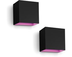 Philips Hue Resonate Wandlamp voor Buiten Down (Zwart) - 2 stuks - Wit en Gekleurd Licht - Hue White and Color Ambiance