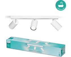 Philips Idris Spot - Plafondspot - Spatwaterdicht IP44 - 5W - Wit - Badkamerlamp - Drie lichtpunten - Alleen geschikt voor LED spots