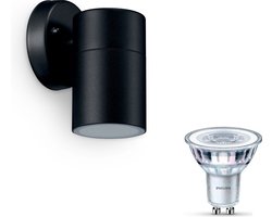 Philips Kylis Wandlamp voor Buiten Neerwaarts (Zwart) - Buitenlamp - GU10 - Warmwit Licht - Niet Dimbaar
