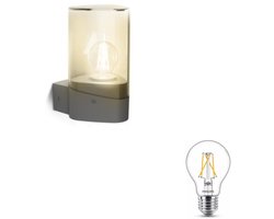 Philips Nayl Wandlamp voor Buiten Up (Antraciet) - Buitenlamp - E27 - Warmwit Licht - SceneSwitch - Eenvoudig Dimbaar met Je Klassieke Schakelaar