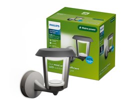 Philips Nuvy Wandlamp - Buitenverlichting - Schemersensor - Warmwit licht: 2700K - Antraciet - PowerShield coating - Lange levensduur