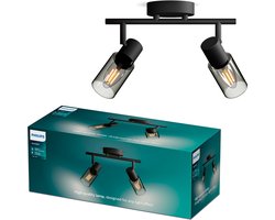 Philips Palms Spot - Plafondspot met twee lichtpunten - Met gerookt glas - Kleine fitting E14