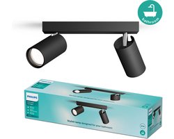 Philips Plafondspot 2 Lichts Badkamer Zwart - IDRIS