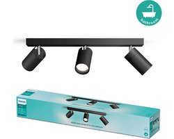 Philips Plafondspot 3 Lichts Badkamer Zwart - IDRIS