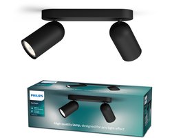 Philips Pongee opbouwspot - 2-lichts - zwart