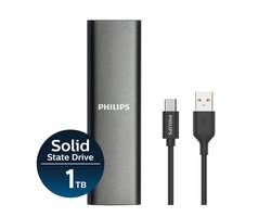 Philips Portable SSD 1 TB - SATA Ultra Speed 4K - USB 3.2 - Read up to 540MB/s - USB-C - Aluminium