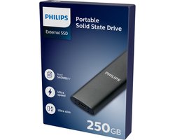 Philips Portable SSD 250 GB - SATA Ultra Speed 4K - USB 3.2 - Read up to 540MB/s - USB-C - Aluminium